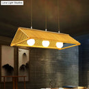 GobekUsa Modern Wood Bamboo Ceiling Light with Cream Glass Shade