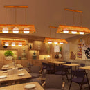 GobekUsa Modern Wood Bamboo Ceiling Light with Cream Glass Shade
