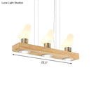 GobekUsa Modern Wood Island Light with White Glass Shades - Rectangular Design, 3 Heads, Dining Room Pendant Lamp