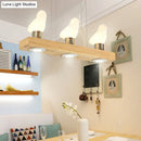 GobekUsa Modern Wood Island Light with White Glass Shades - Rectangular Design, 3 Heads, Dining Room Pendant Lamp