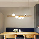 GobekUsa Modern Wood Stick Pendant Light Kit for Dining Room Island - 5 Head Beige Lighting