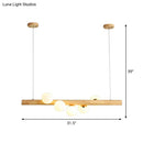 GobekUsa Modern Wood Stick Pendant Light Kit for Dining Room Island - 5 Head Beige Lighting