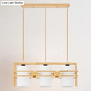 GobekUsa Modern Wooden 3-Bulb Island Pendant Light with Cylindrical Fabric Shade