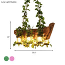 GobekUsa Modern Wooden Island Pendant Light - Pink/Green - 6 Bulbs LED - Industrial Style Hanging Lamp Kit