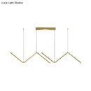 GobekUsa Modern Zigzag Metal Hanging Lamp - Black/Gold LED Island Pendant in Warm/White Light for Dining Room