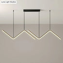 GobekUsa Modern Zigzag Metal Hanging Lamp - Black/Gold LED Island Pendant in Warm/White Light for Dining Room
