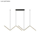 GobekUsa Modern Zigzag Metal Hanging Lamp - Black/Gold LED Island Pendant in Warm/White Light for Dining Room