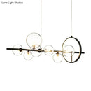 GobekUsa Modernist 7-Bulb Glass Island Light for Restaurants - Hanging Pendant with Transparent Ball Shades and Black Finish