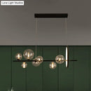 GobekUsa Modernist 7-Bulb Glass Island Light for Restaurants - Hanging Pendant with Transparent Ball Shades and Black Finish