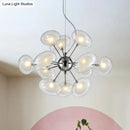 GobekUsa Modernist Burst Chandelier - Dual Oblate Glass - 12-Light Chrome Suspension Lighting