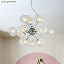 GobekUsa Modernist Burst Chandelier - Dual Oblate Glass - 12-Light Chrome Suspension Lighting