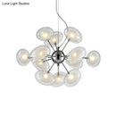 GobekUsa Modernist Burst Chandelier - Dual Oblate Glass - 12-Light Chrome Suspension Lighting