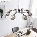 GobekUsa Modernist Cup Shape Chandelier - Smoke Grey Glass with 8 Lights - Black Pendant Lamp for Living Room