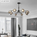GobekUsa Modernist Cup Shape Chandelier - Smoke Grey Glass with 8 Lights - Black Pendant Lamp for Living Room