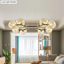 GobekUsa Modernist Gold Chandelier Pendant Light Dimpled Blown Glass - 8 Bulb Living Room Hanging Lamp Kit