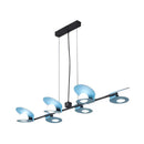 GobekUsa Modernist Mussel Island Ceiling Light - Metallic Blue & Black - 6-Bulb Hanging Lamp Kit for Dining Room