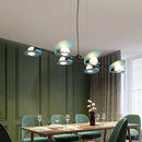 GobekUsa Modernist Mussel Island Ceiling Light - Metallic Blue & Black - 6-Bulb Hanging Lamp Kit for Dining Room
