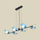 GobekUsa Modernist Mussel Island Ceiling Light - Metallic Blue & Black - 6-Bulb Hanging Lamp Kit for Dining Room