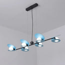 GobekUsa Modernist Mussel Island Ceiling Light - Metallic Blue & Black - 6-Bulb Hanging Lamp Kit for Dining Room