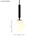 GobekUsa Modernist White Glass Pendant Light with Black/Gold Finish - Adjustable Sizes