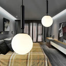 GobekUsa Modernist White Glass Pendant Light with Black/Gold Finish - Adjustable Sizes
