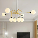 GobekUsa Modo Glass Suspension Light - Nordic 8-Head Chandelier in Gold Finish for Dining Room