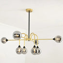 GobekUsa Modo Glass Suspension Light - Nordic 8-Head Chandelier in Gold Finish for Dining Room