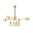 GobekUsa Modo Glass Suspension Light - Nordic 8-Head Chandelier in Gold Finish for Dining Room