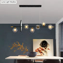 GobekUsa Molecular Dining Room Island Pendant Light - Dual Glass 6-Light Modern Hanging Lamp Kit