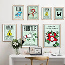 Minimalist mint and blue monopoly millionaire wall art bedroom decor