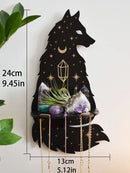 Celestial black cat moon phase wooden shelf bedroom wall decor by Decorbites