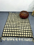 GobekUsa Moroccan Handmade Beni Ouarain Black & White Rug 1.5m x 1m