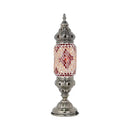 GobekUsa Mosaic Glass Night Light with Mediterranean Tubular Design - Nickel Finish for Bedroom