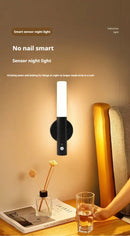 Modern black motion sensor battery operated wall lamp bedroom light by Decorbites
