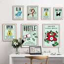 GobekUsa Motivational Monopoly Millionaire Cartoon Canvas Wall Art