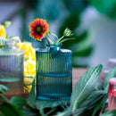 Ornate ribbed multicolor glass vase set living room flower pot by Decorbites