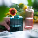 Ornate ribbed multicolor glass vase set living room flower pot by Decorbites