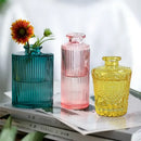 Ornate ribbed multicolor glass vase set living room flower pot by Decorbites