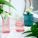 Ornate ribbed multicolor glass vase set living room flower pot by Decorbites
