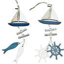 Nautical theme beige & navy blue fishing net wall decor living room by Decorbites