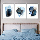 Abstract navy blue geometric wall art set – living room decor by Decorbites