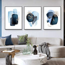 Abstract navy blue geometric wall art set – living room decor by Decorbites