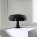 Modern glossy black led mushroom table lamp for bedroom bedside by Decorbites