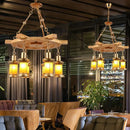 GobekUsa Noemi - 6-Light Industrial Pendant Chandelier Lamp with Wood Rudder Deco