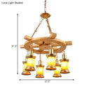 GobekUsa Noemi - 6-Light Industrial Pendant Chandelier Lamp with Wood Rudder Deco