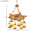 GobekUsa Noemi - 6-Light Industrial Pendant Chandelier Lamp with Wood Rudder Deco