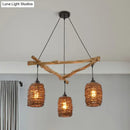 GobekUsa Nordic 3-Bulb Island Light Brown Branch Pendant with Wooden Shade - Perfect for Bedrooms