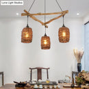 GobekUsa Nordic 3-Bulb Island Light Brown Branch Pendant with Wooden Shade - Perfect for Bedrooms