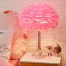 GobekUsa Nordic Bedside Lamp with Feather Shade & Crystal Accent - 1-Light Table Light