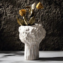 Textured white nordic ceramic vase living room decor with pampas grass by Decorbites